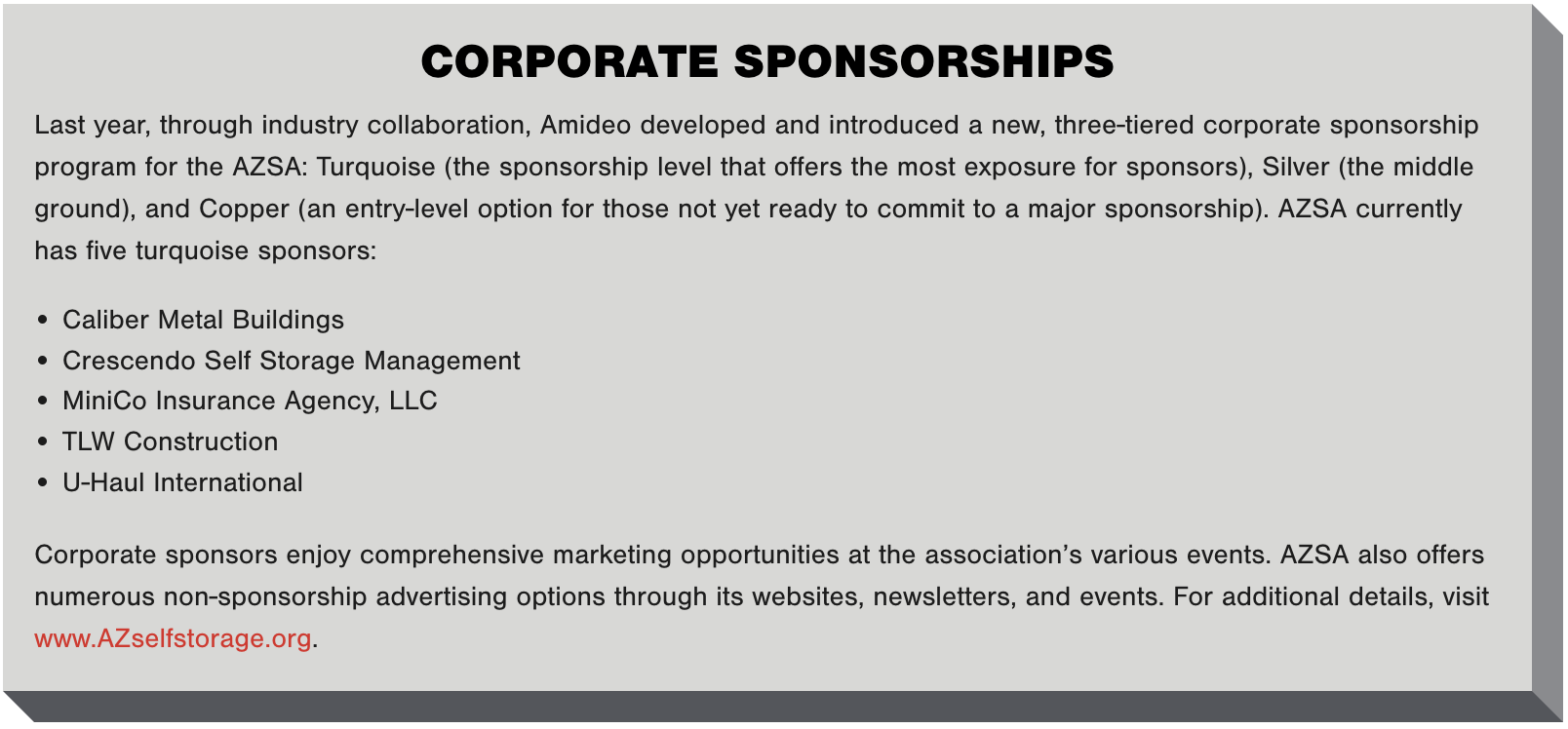AZSA Corporate Sponsorships