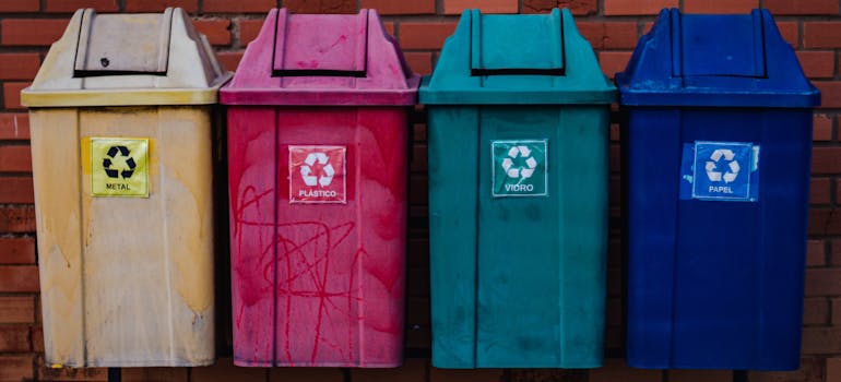Recycling bins.