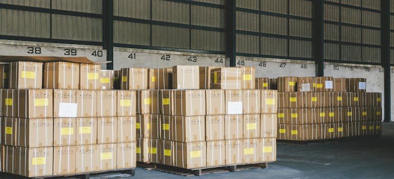 Boxes in storage.