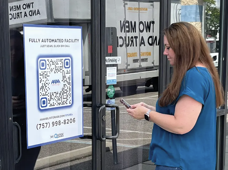 Woman scanning QR Code